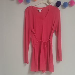 Motherhood Maternity Tie Belt Pink Blouse